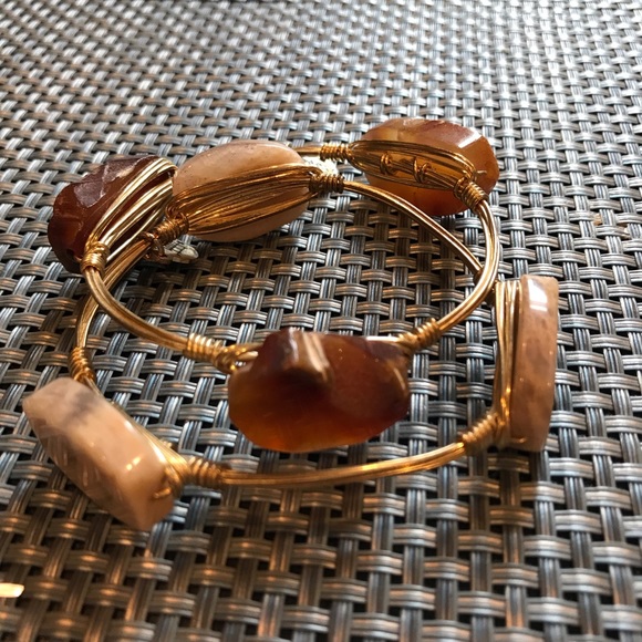 Large stone stacking wire bracelets - Picture 2 of 2